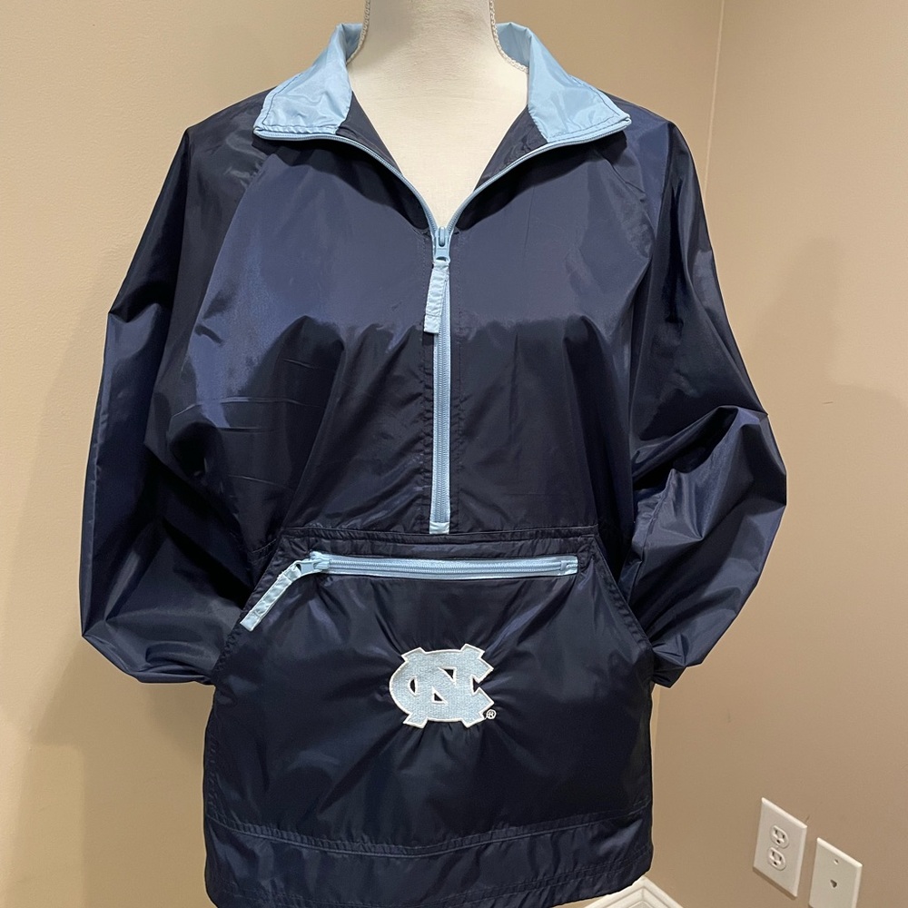 Kids UNC Tar Heels Windbreaker Half Zip Pullover Youth L 14/16 Hooded Jacket